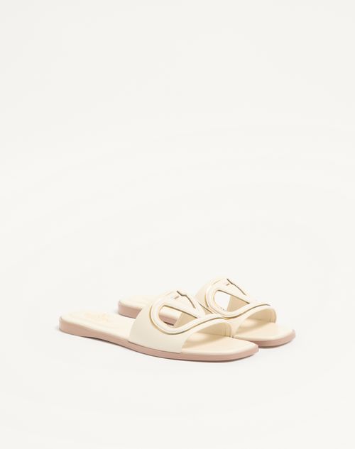 Valentino Garavani - Vlogo Cut-out Calfskin Slide Sandal - Ivory - Woman - Sandals